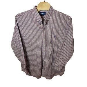 RALPH LAUREN Men 3XLT Classic Fit Sleeve Button Down Stripe Casual Shirt Cotton‎